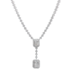 Multi-Shape Baguette and Round Cut Diamond Necklace