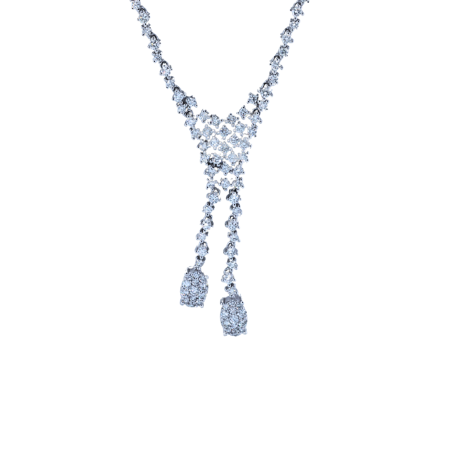 Round Cut Diamond Double Strand Necklace
