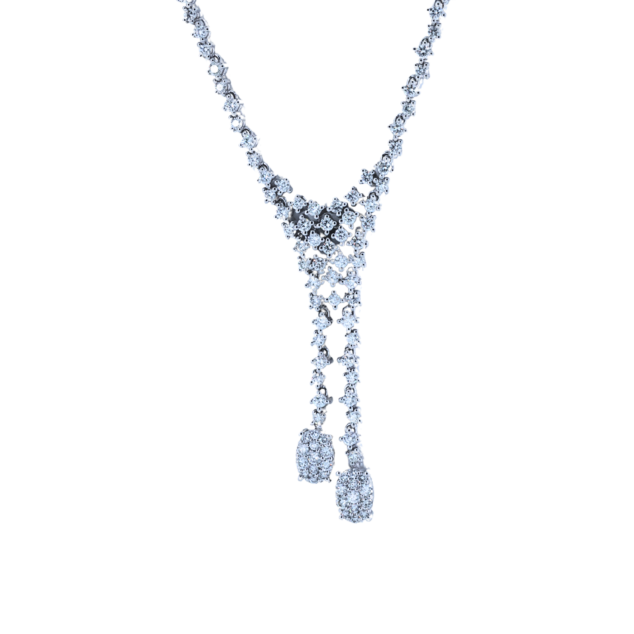 Round Cut Diamond Double Strand Necklace