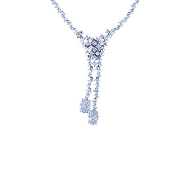 Round Cut Diamond Double Strand Necklace
