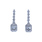 Baguette and Round Cut Diamond Drop Earrings
