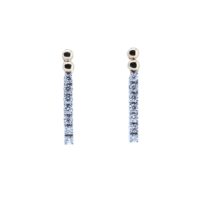 Two-Tone Diamond Tennis Stud Earrings