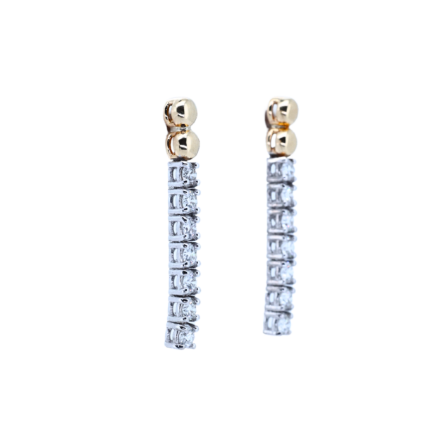 Two-Tone Diamond Tennis Stud Earrings