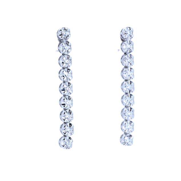 Round Cut Tennis Diamond Stud Earrings