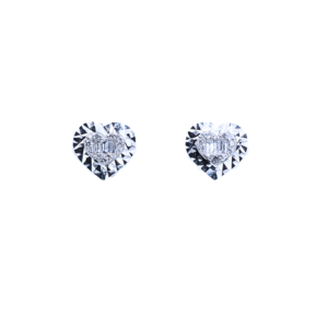 Heart-Shaped Diamond Stud Earrings