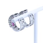 Three-Row Ruby and Diamond Hoop Earrings