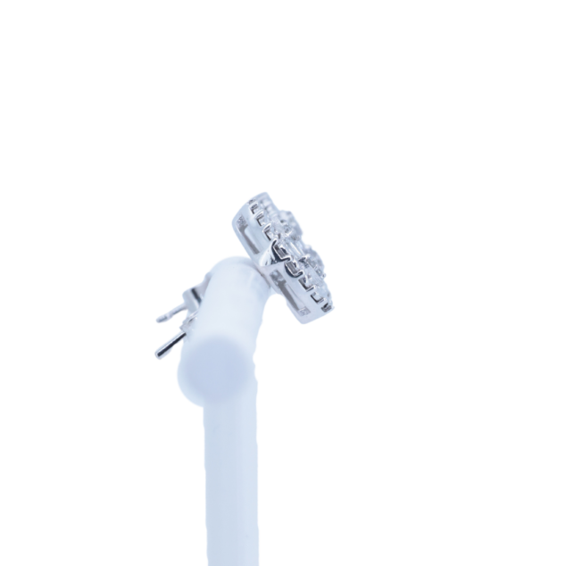 Baguette and Round Cut Diamond Stud Earrings