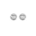 Baguette and Round Diamond Stud Earrings