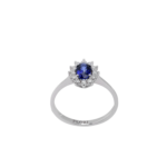 Sapphire and Diamond Oval Cut Ring