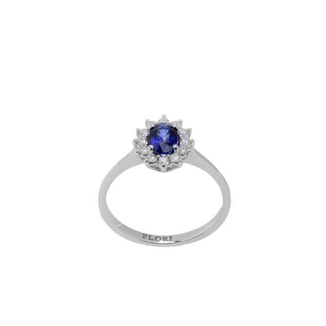 Sapphire and Diamond Oval Cut Ring