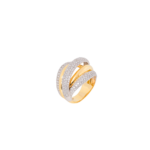 Two-Tone Crossover Round Cut Diamond Ring