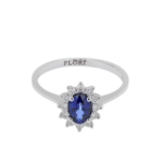 Sapphire and Diamond Oval Cut Ring