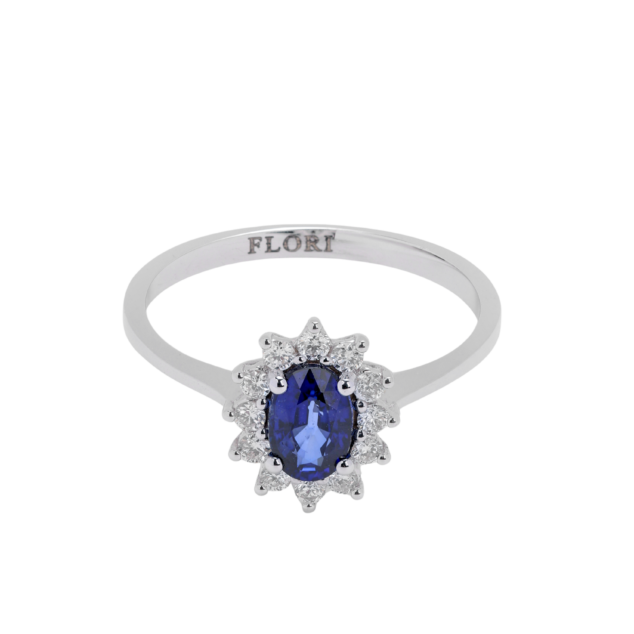 Sapphire and Diamond Oval Cut Ring