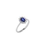 Sapphire and Diamond Oval Cut Ring
