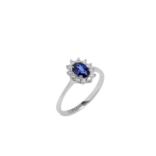 Sapphire and Diamond Oval Cut Ring