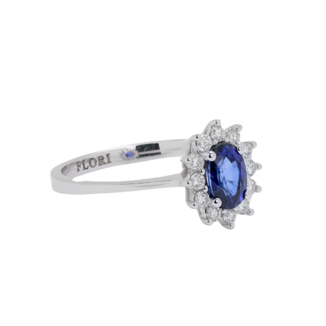 Sapphire and Diamond Oval Cut Ring