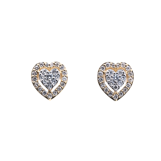 Round Cut Heart-Shaped Stud Earrings
