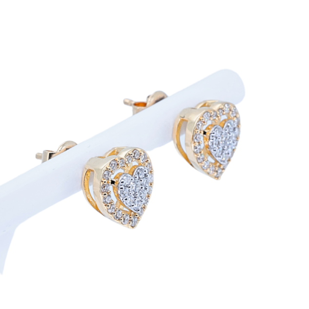 Round Cut Heart-Shaped Stud Earrings
