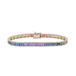 Princess Cut Multicolored Sapphire and White Brilliant Cut Diamond Bracelet
