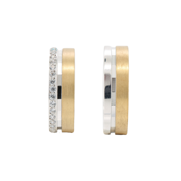 Diamond yellow and white gold wedding bands
