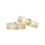 Diamond yellow and white gold wedding bands