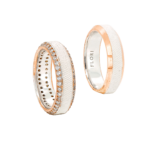 Diamond rose and white gold wedding bands
