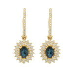 Sapphire Halo Diamond Earrings