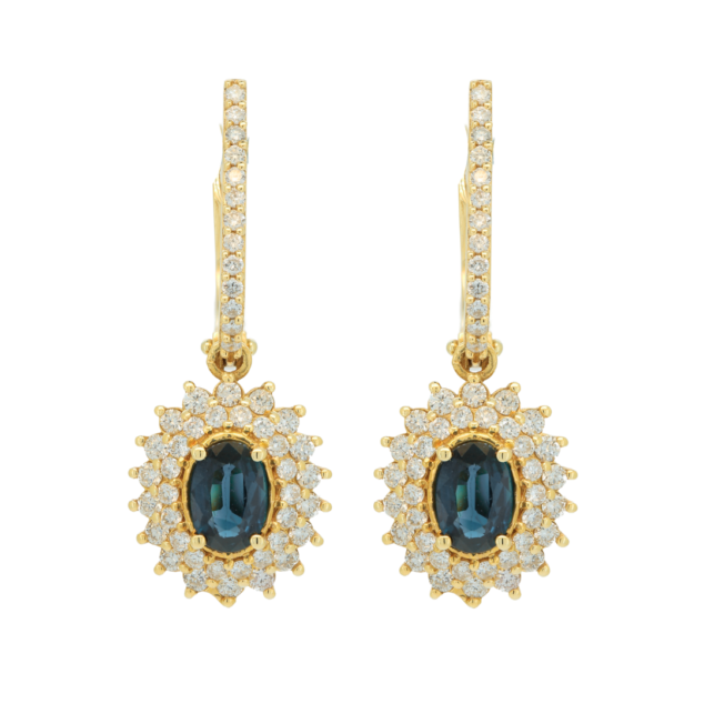 Sapphire Halo Diamond Earrings