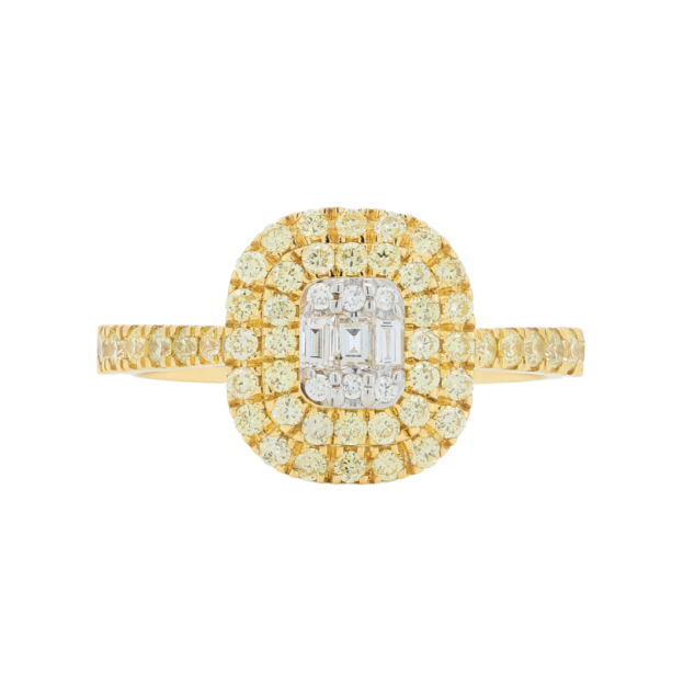 Yellow Halo Diamond Ring