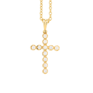 Diamond and yellow gold cross