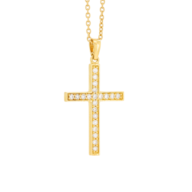 Diamond and yellow gold cross