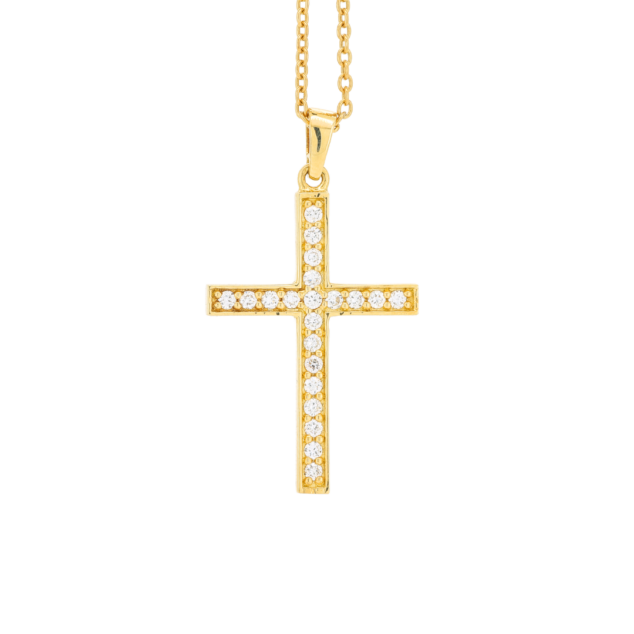 Diamond and yellow gold cross