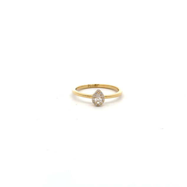 Teardrop halo diamond ring
