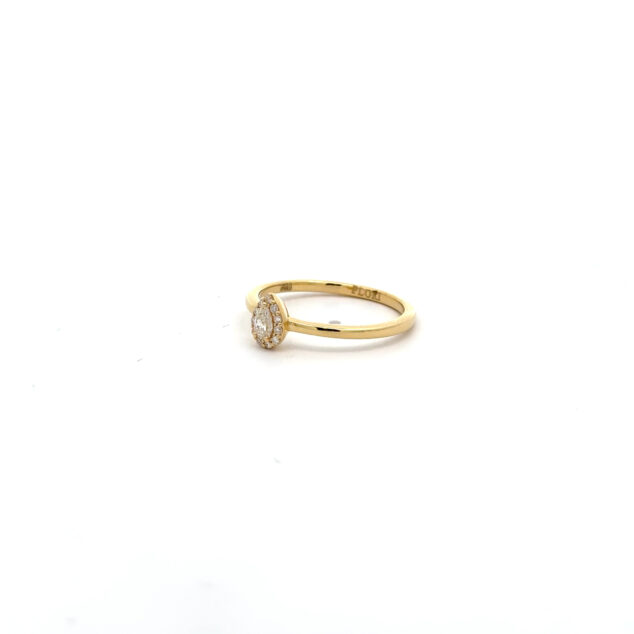 Teardrop halo diamond ring