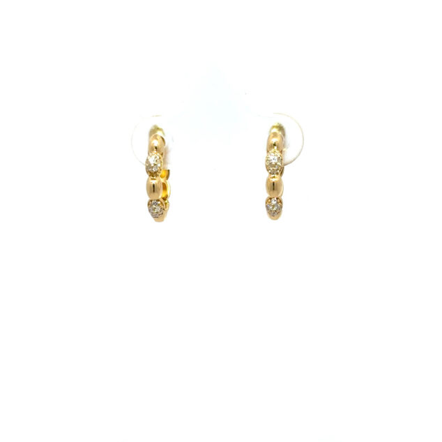 Golden Bead Diamond Hoops