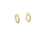 Golden Bead Diamond Hoops
