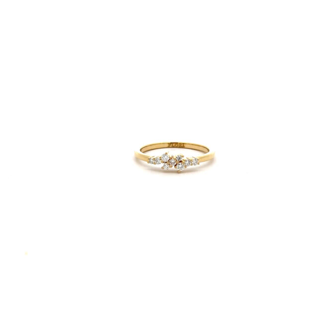 Golden cluster diamond ring