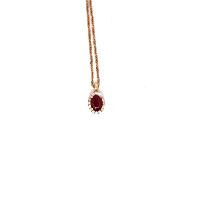 Crimson Halo Ruby and Diamond Pendant